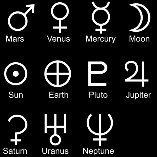 Conjunto de iconos de signo planetario — Vector de stock