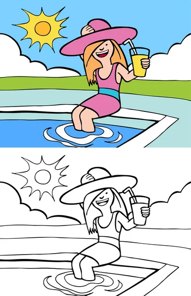 Zwembad met limonade — Stockvector