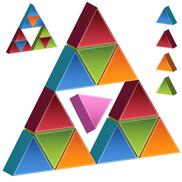 3D piramis - rózsaszín — Stock Vector