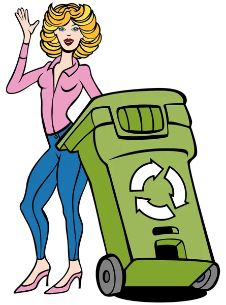 Corbeille de recyclage Femme — Image vectorielle