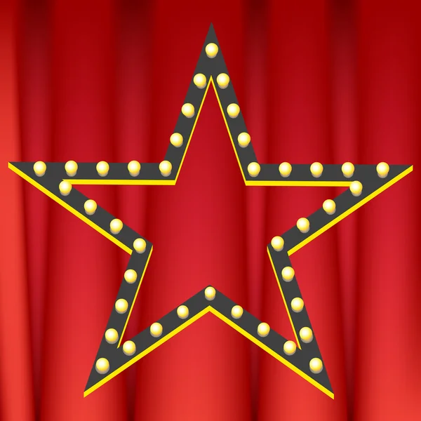 Red Curtain with Star — Stock Vector