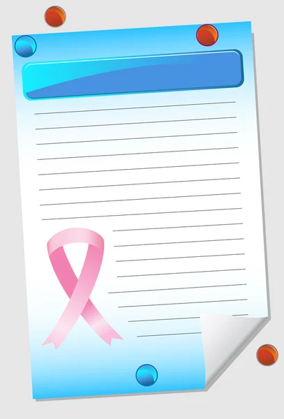 Pink Ribbon Notepad — Stock Vector