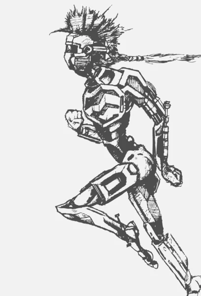 Robot Sketch — Stock Vector