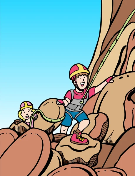 Kids rock climbing — Stock Vector
