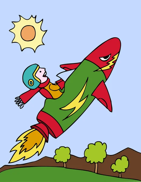 子供のロケット船 — ストックベクタ