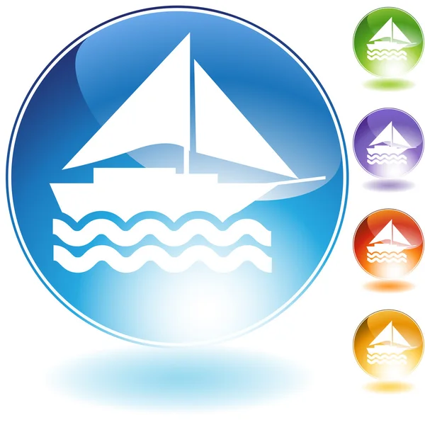 Sailboat Crystal Icon — Stock Vector