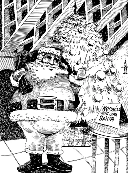 Santa dibujado a mano — Vector de stock