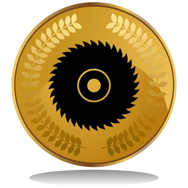 Moneda de oro - hoja de sierra — Vector de stock