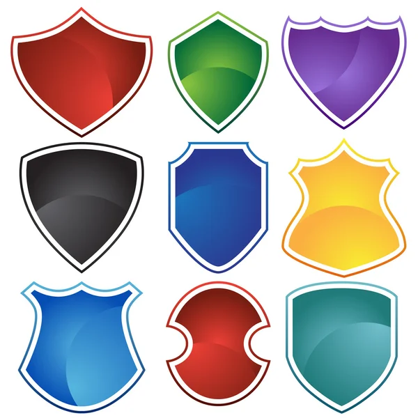 Conjunto de 9 escudos — Vetor de Stock
