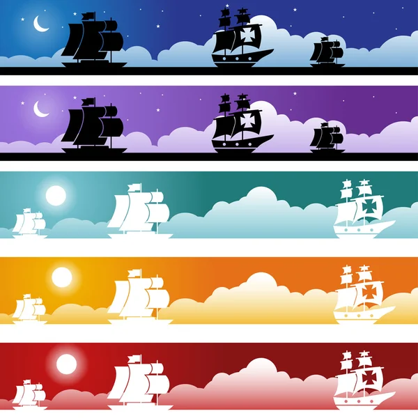 stock vector Sailboat Banner Set