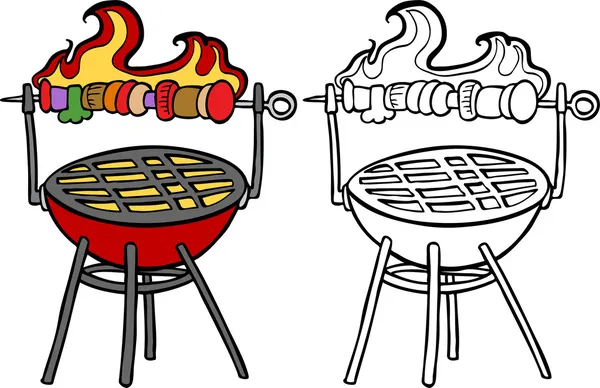 BBQ grill met kabob — Stockvector