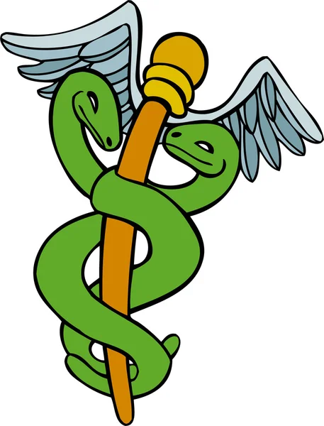 Caduceus Medical Symbol - Cartoon — Stock Vector