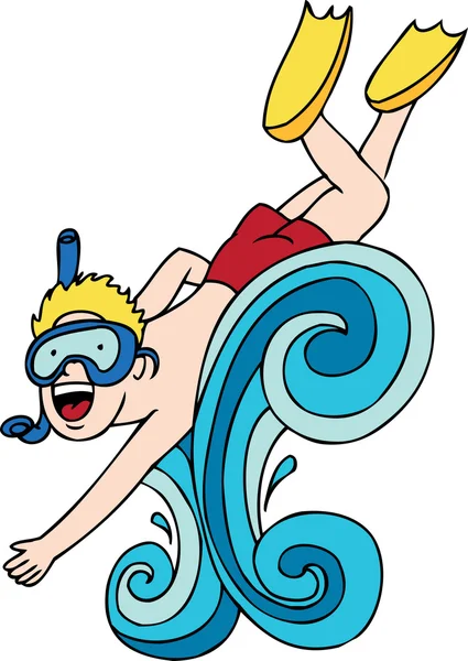 Splashing Man with Snorkel — Stock Vector