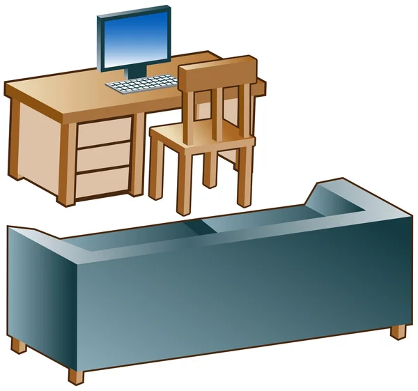 Sofa biurko ikony — Wektor stockowy