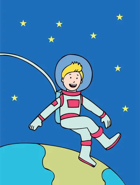 Space Kid Floating — Stock Vector