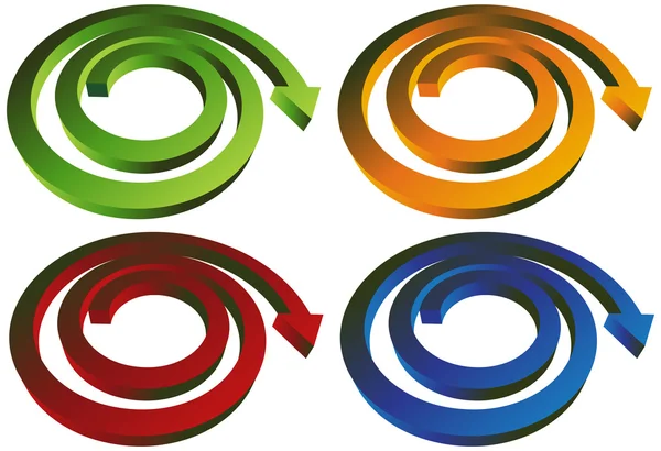 Flecha espiral isométrica - Conjunto de 4 — Archivo Imágenes Vectoriales