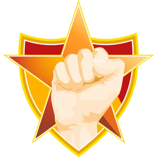 Fist with Star and Shield — Stock Vector