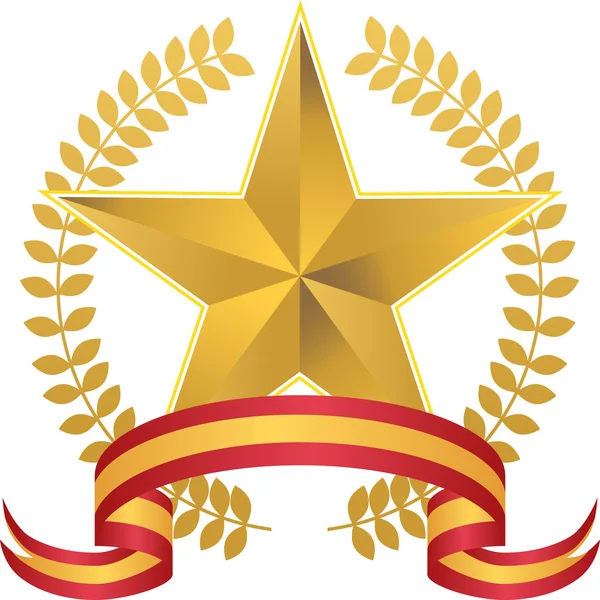 Estrela de ouro com grinalda —  Vetores de Stock