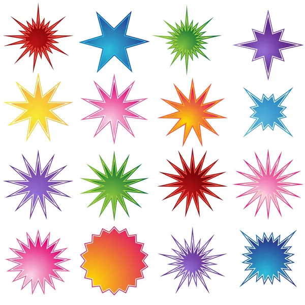 一组 16 爆星形状 — 图库矢量图片
