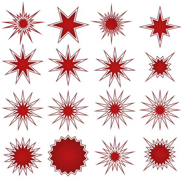 Set van 16 starburst vormen — Stockvector