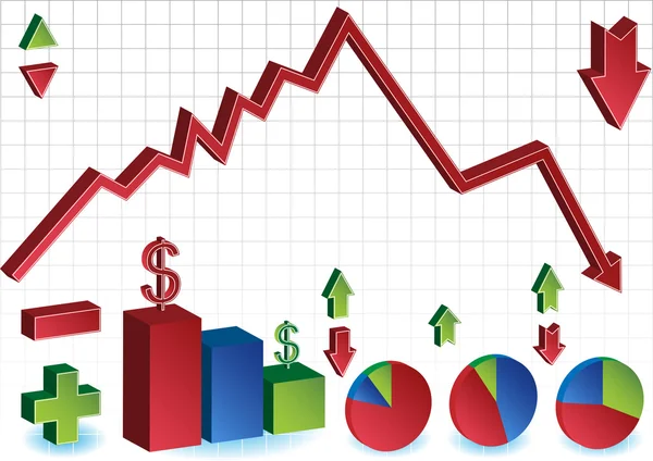 Pénzügyi összeomlás és fellendülés — Stock Vector