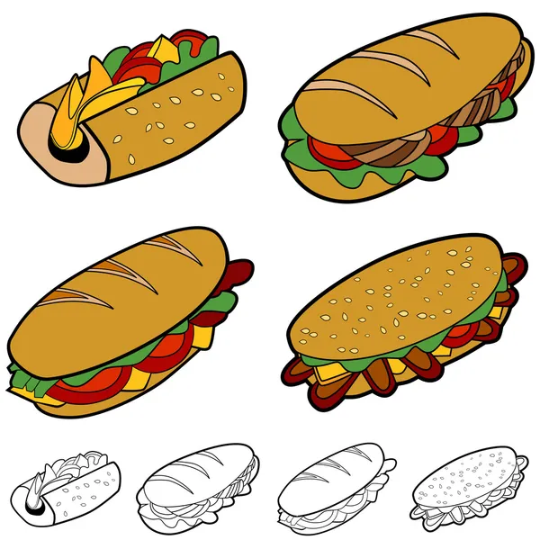 Cartoon-Sandwich-Set — Stockvektor