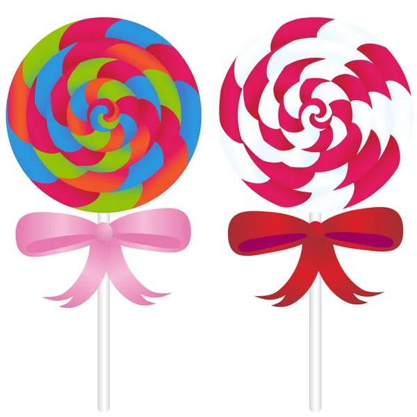Lollipop Candy with Ribbons — Stock Vector