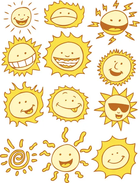 Suns - Cartoon — Stock Vector