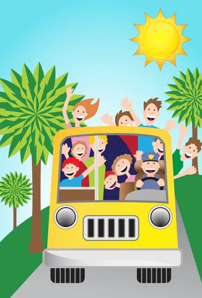Sunshine Bus Voyageurs panoramiques — Image vectorielle