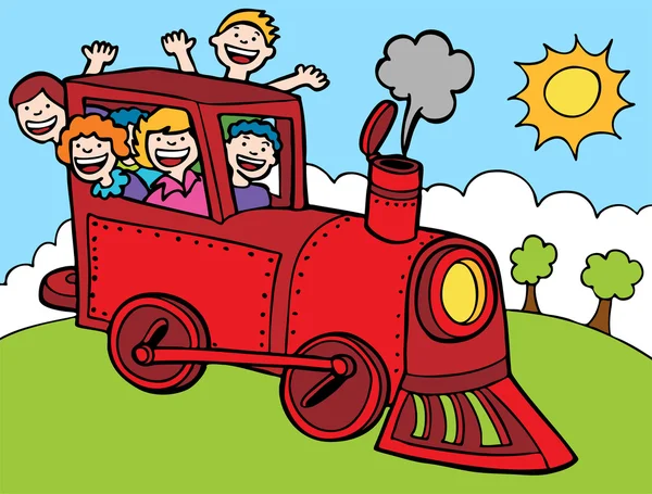 Barn tågresa — Stock vektor