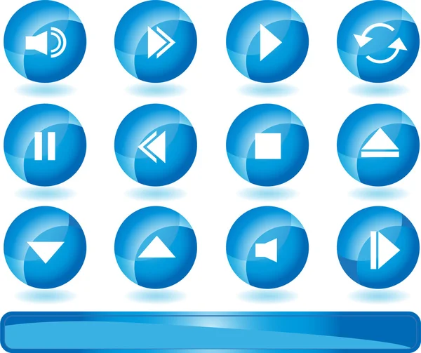 Boutons multimédia - Bleu — Image vectorielle