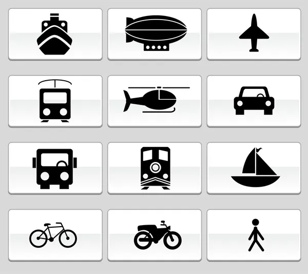 Botones de transporte - Blanco y Negro — Archivo Imágenes Vectoriales