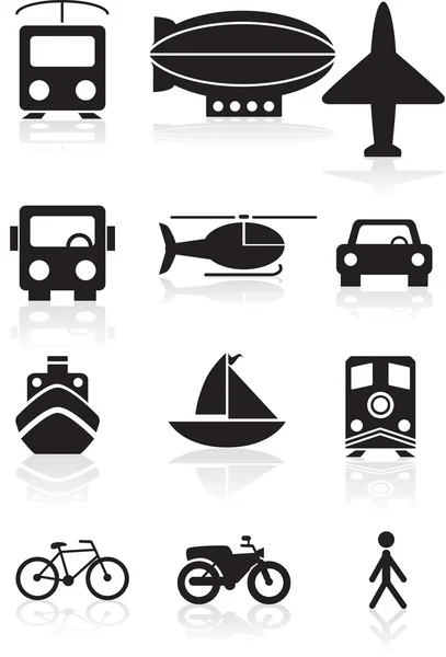 Transport ikoner - svart och vit — Stock vektor