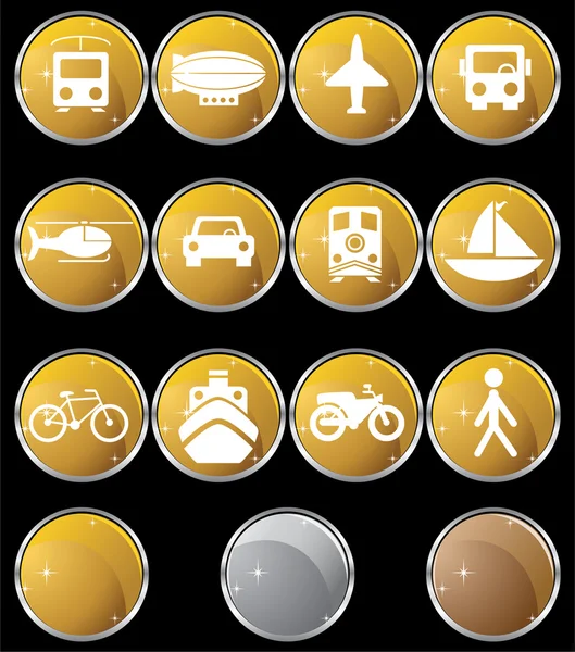 Кнопки транспортировки - Gold Round — стоковый вектор