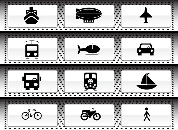 Boutons de transport - Noir et blanc — Image vectorielle