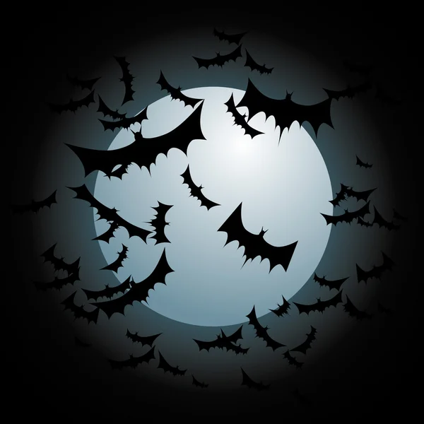 Murciélagos volando luna llena — Archivo Imágenes Vectoriales