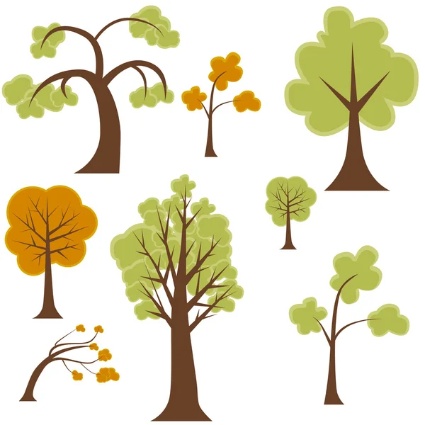 Ensemble d'arbres — Image vectorielle