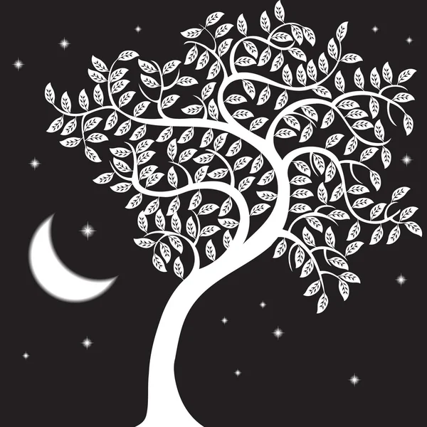 Night Tree — Stock Vector