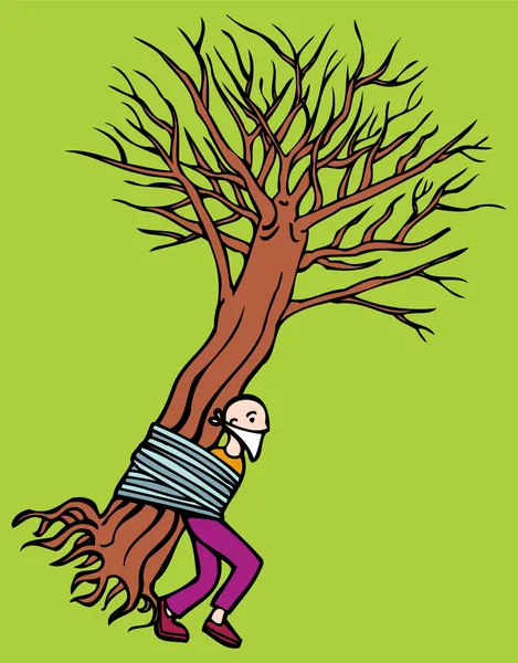 Man Tied to Tree — Stock Vector
