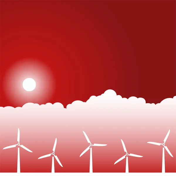 Escena diurna - Turbinas eólicas — Vector de stock