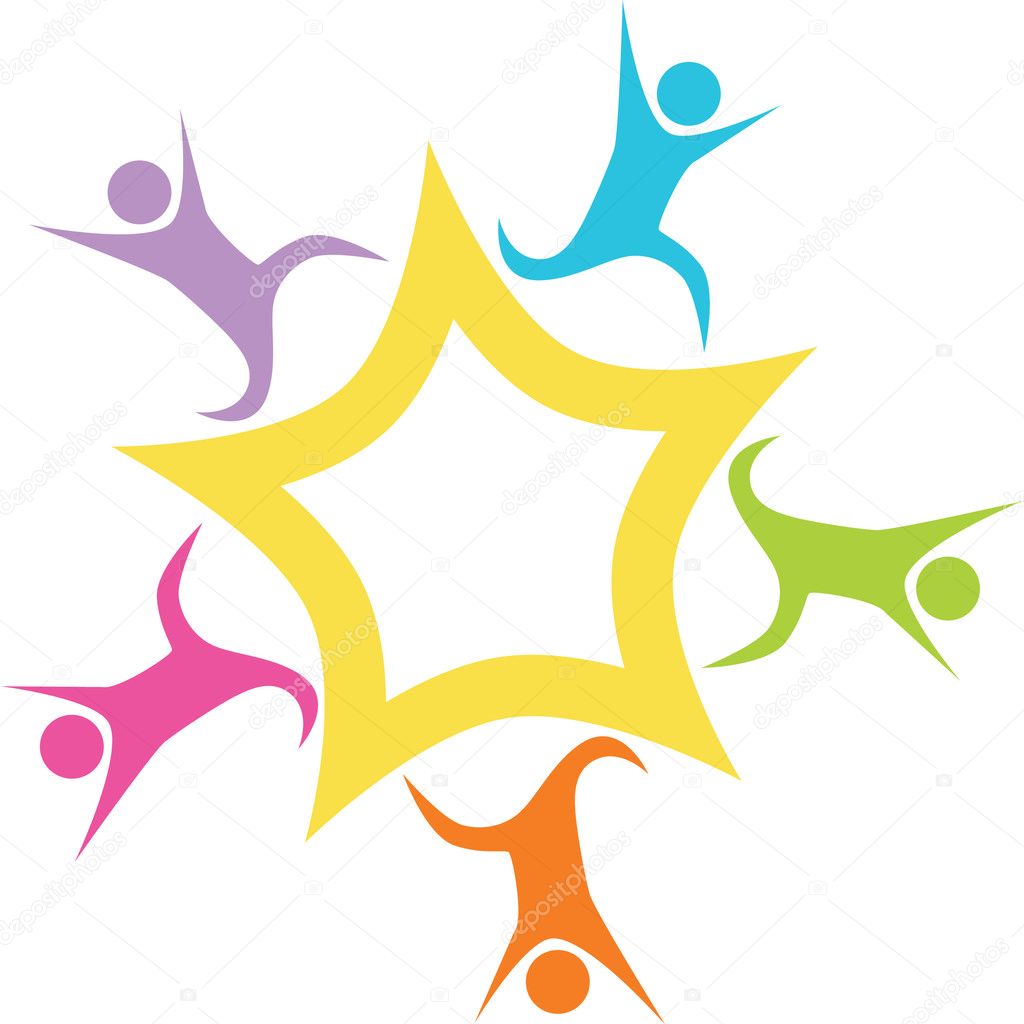 Sun ray effect of teamwork logo.