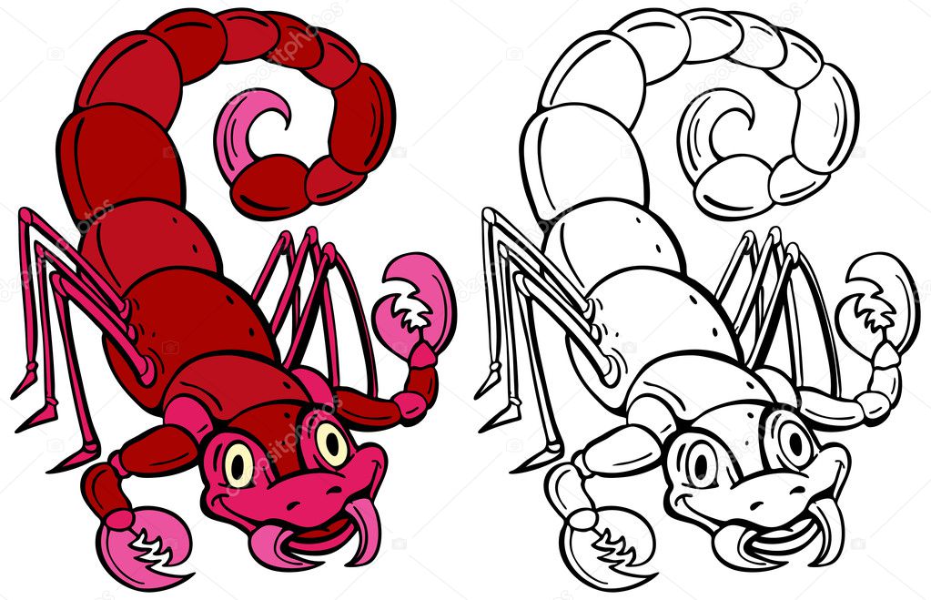 Scorpion Cartoon Character Line Art