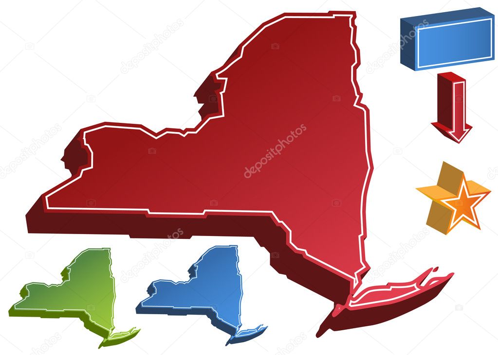 3 dimensional state outline clipart