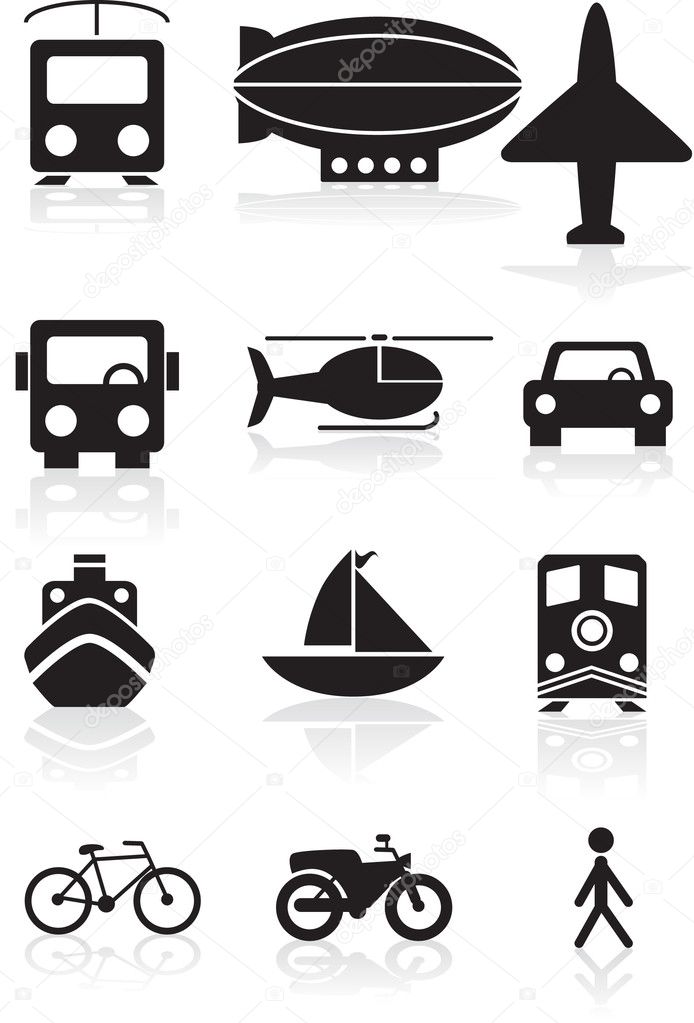 Transportation Icons - black and white