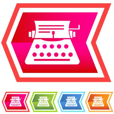 Neon Chevron Icon Set: Typewriter clipart