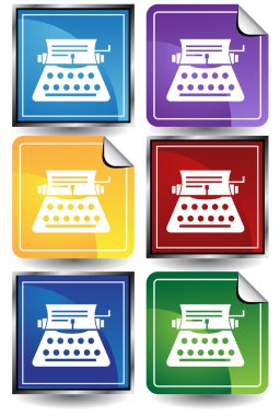 3D Sticker Set - Typewriter clipart