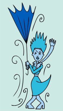 Broken Umbrella Woman clipart