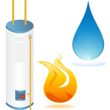 Water heater with element icons clipart