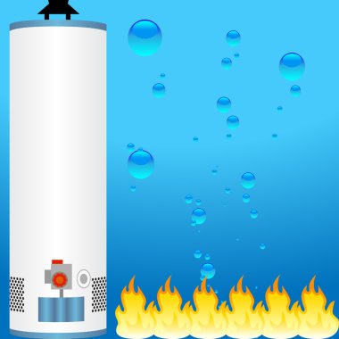 Water heater with element icons clipart