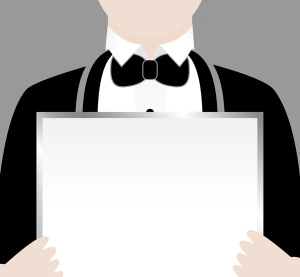 Waiter with Sign — Stock Vector